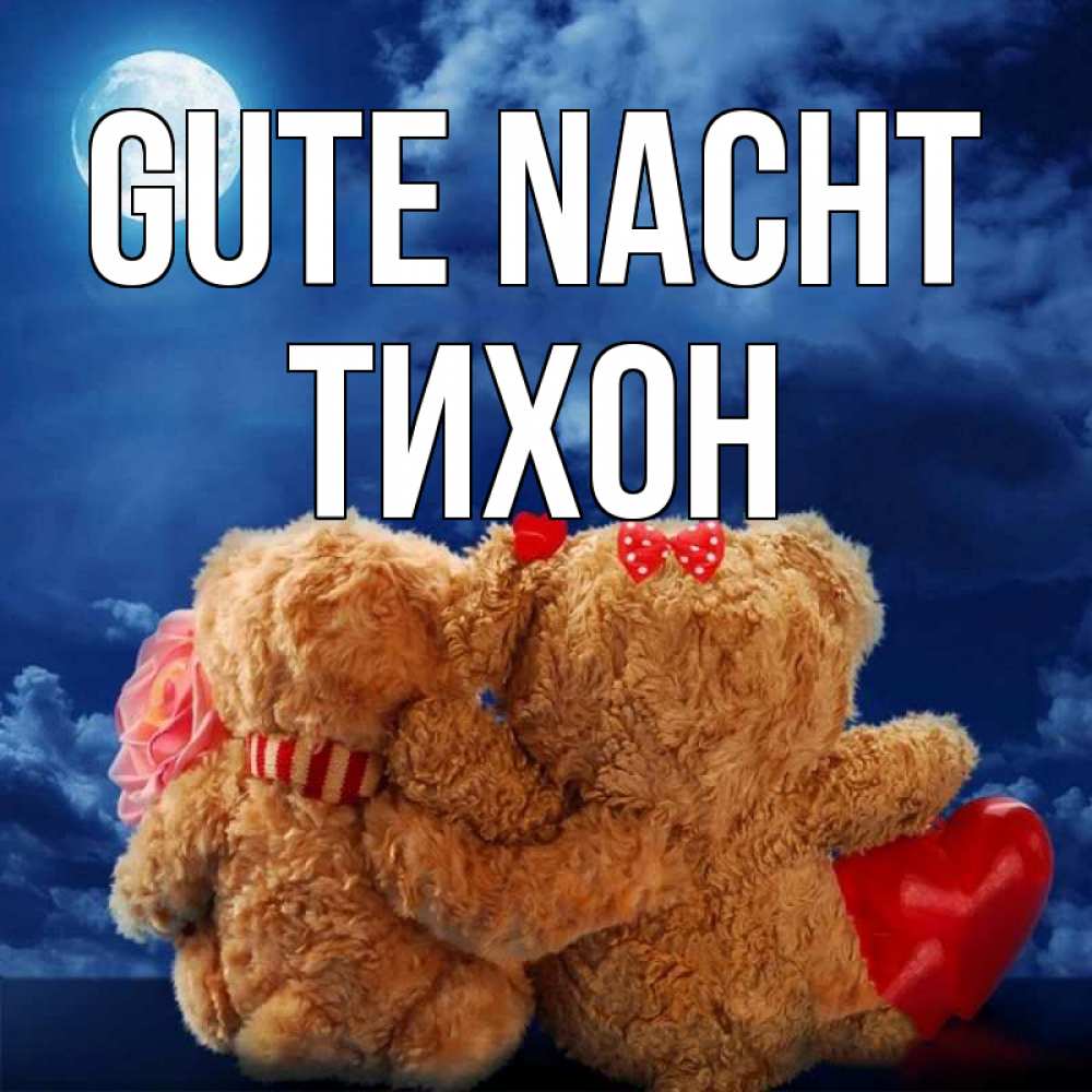 Открытка на каждый день с именем, Тихон Gute Nacht плюшевые Прикольная открытка с пожеланием онлайн скачать бесплатно 