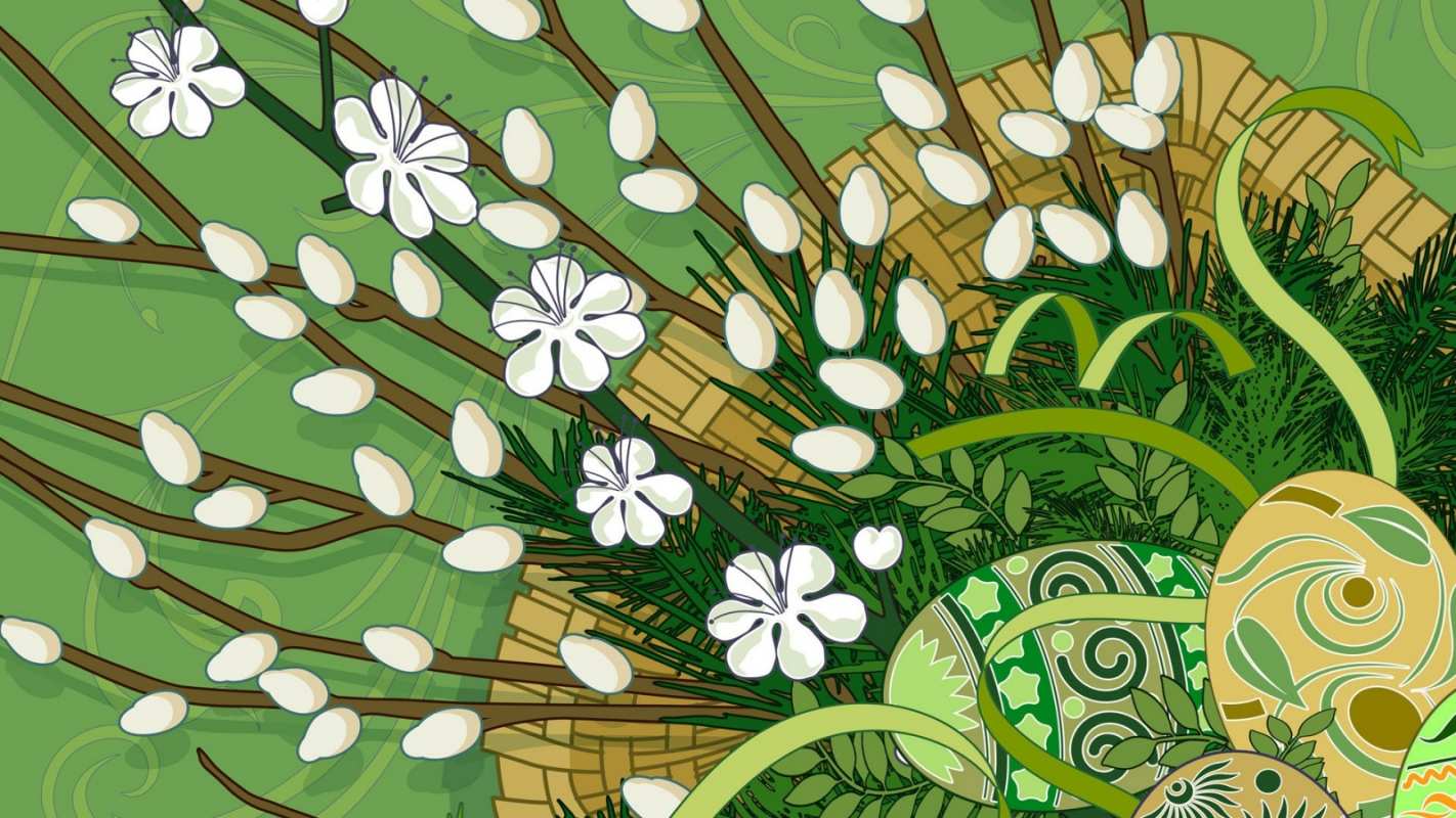 Открытка верба арт  верба  Mit einem Palmsonntag 