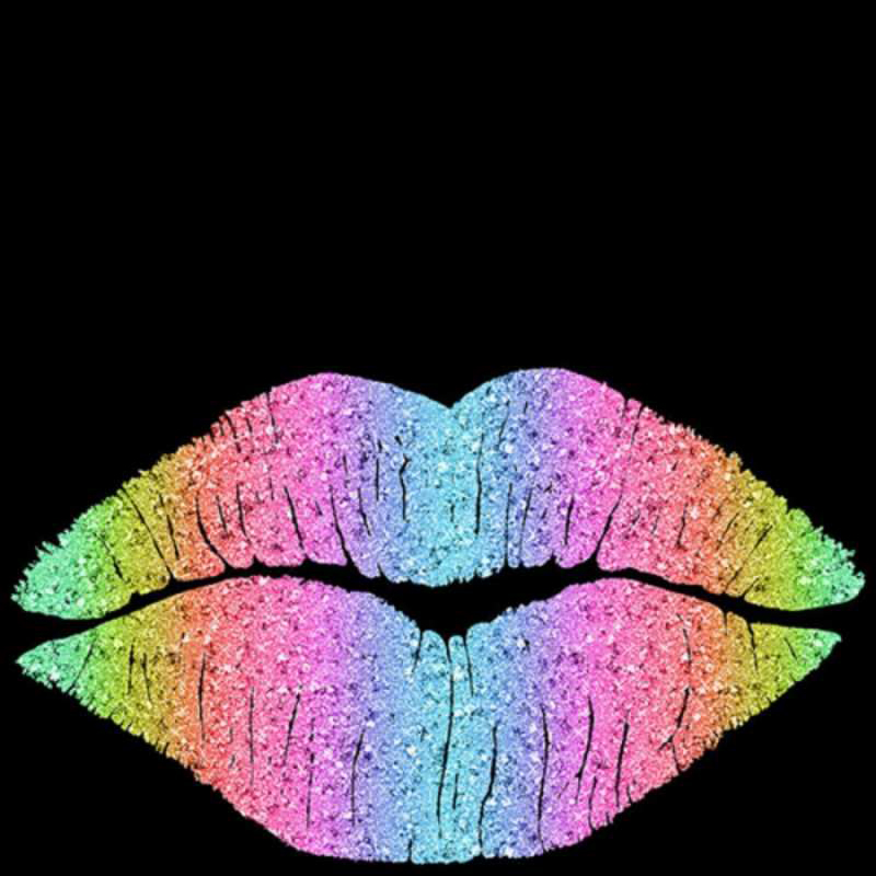 Открытка утренний поцелуй на черном фоне  радужные губы  Guten Morgen 