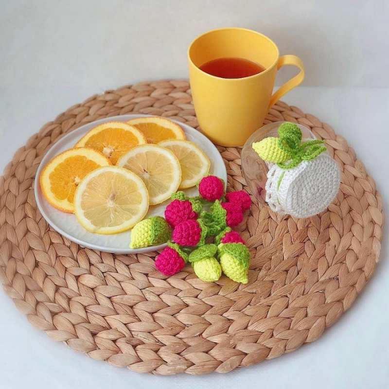 Открытка чай и лимон  вязаные штучки  Gute Besserung 