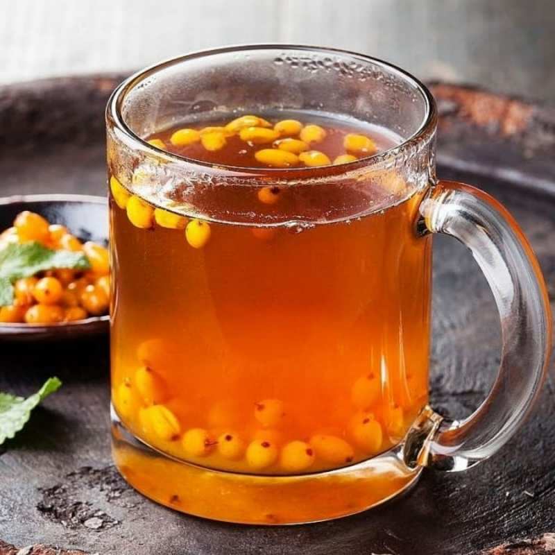 Открытка облепиховый чай  лекарство от простуды  Gute Besserung 