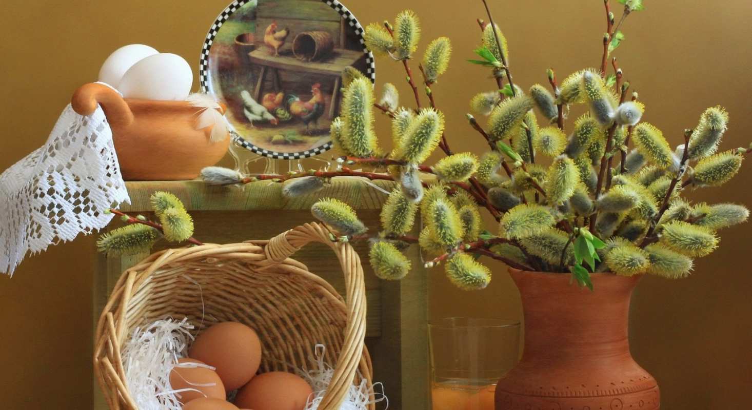 Открытка верба и яички 2 верба 2 Mit einem Palmsonntag 