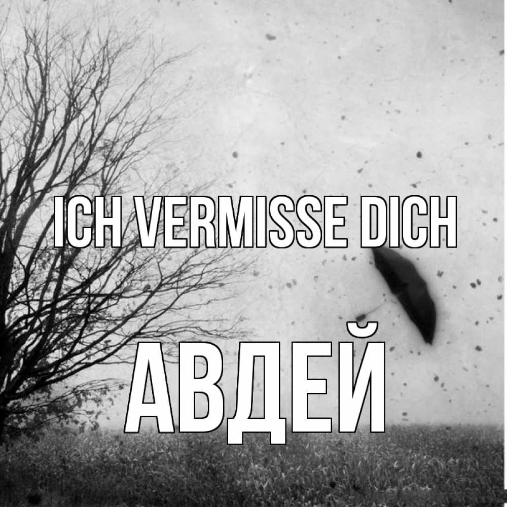 Открытка на каждый день с именем, Авдей Ich vermisse dich зонт летит Прикольная открытка с пожеланием онлайн скачать бесплатно 