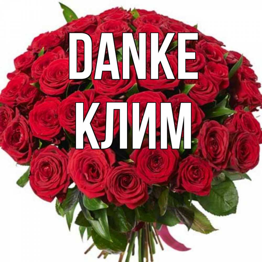 Открытка на каждый день с именем, Клим Danke букет красных роз Прикольная открытка с пожеланием онлайн скачать бесплатно 