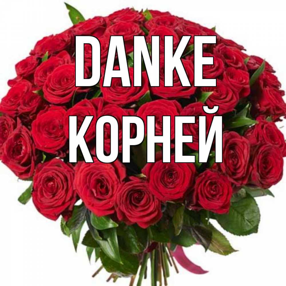 Открытка на каждый день с именем, Корней Danke букет красных роз Прикольная открытка с пожеланием онлайн скачать бесплатно 