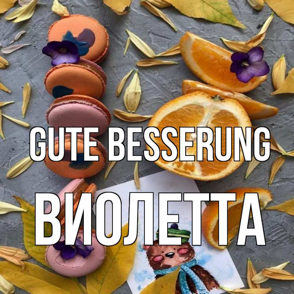 Открытка на каждый день с именем, Виолетта Gute Besserung не болейте Прикольная открытка с пожеланием онлайн скачать бесплатно 