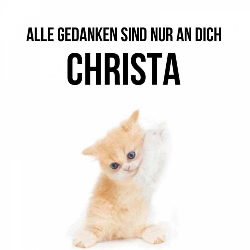 Открытка на каждый день с именем, Christa Alle Gedanken sind nur an dich зверушки и милота Прикольная открытка с пожеланием онлайн скачать бесплатно 