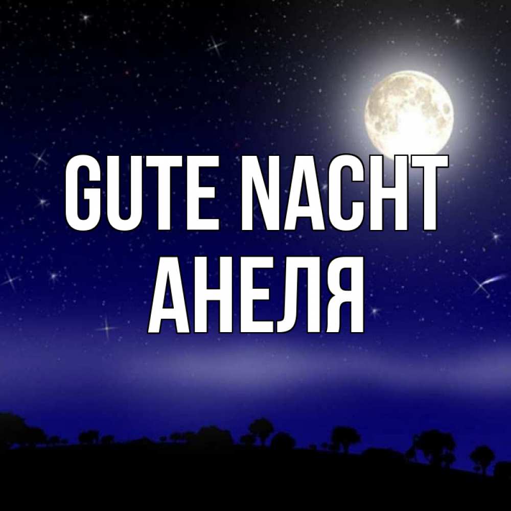 Открытка на каждый день с именем, Анеля Gute Nacht ночное небо и лесная опушка при свете луны Прикольная открытка с пожеланием онлайн скачать бесплатно 