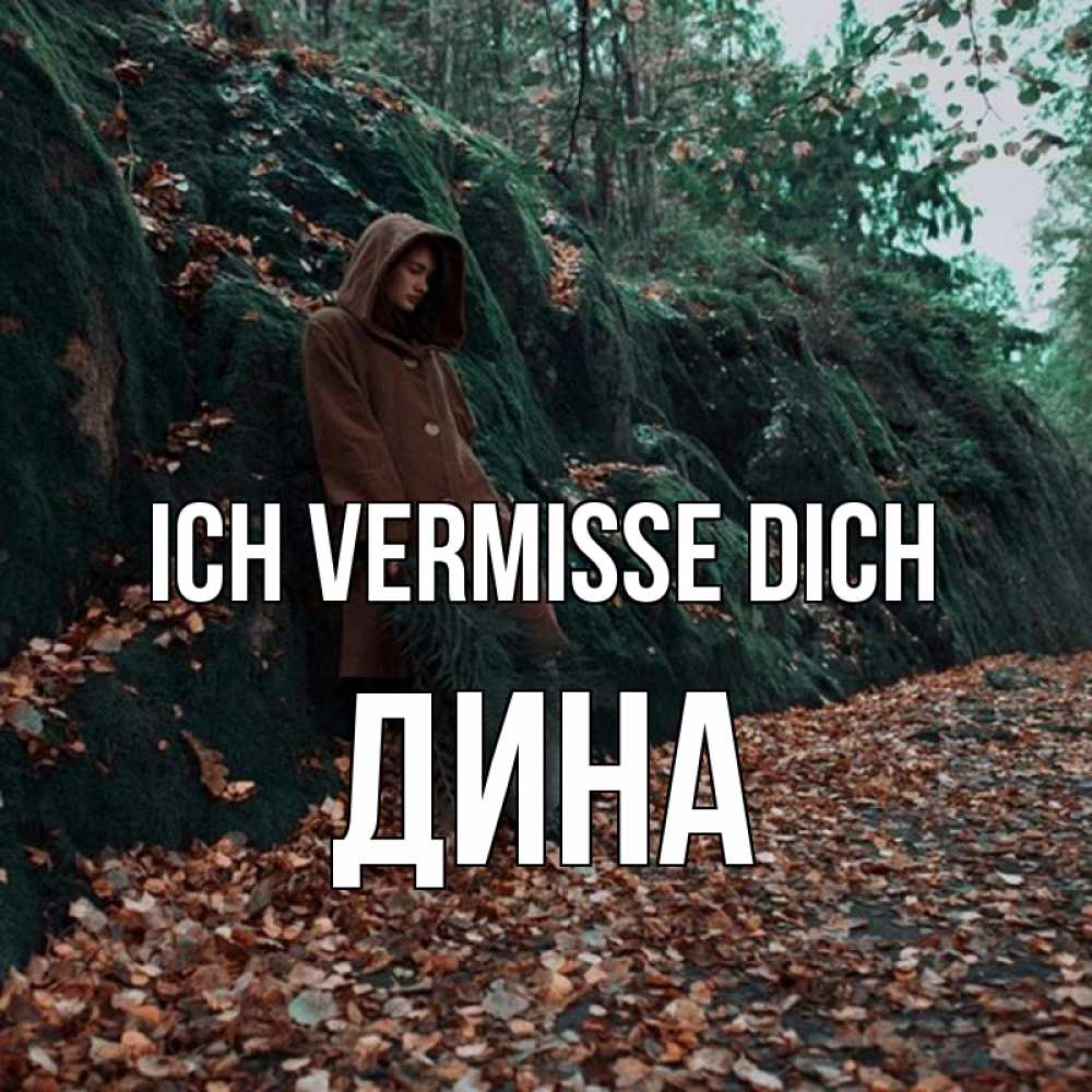 Открытка на каждый день с именем, Дина Ich vermisse dich скука 1 Прикольная открытка с пожеланием онлайн скачать бесплатно 