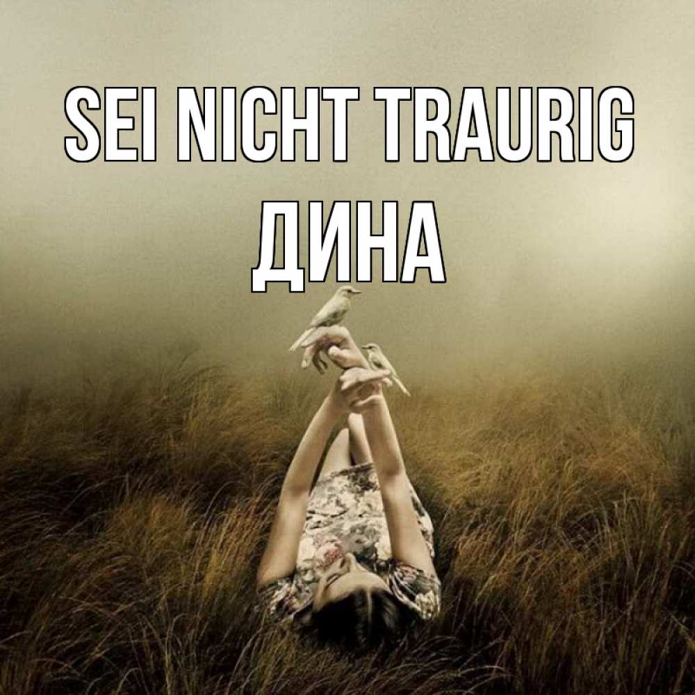 Открытка на каждый день с именем, Дина Sei nicht traurig поле и туман Прикольная открытка с пожеланием онлайн скачать бесплатно 