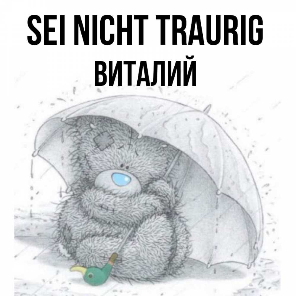 Открытка на каждый день с именем, Виталий Sei nicht traurig спасите мишку Тедди Прикольная открытка с пожеланием онлайн скачать бесплатно 