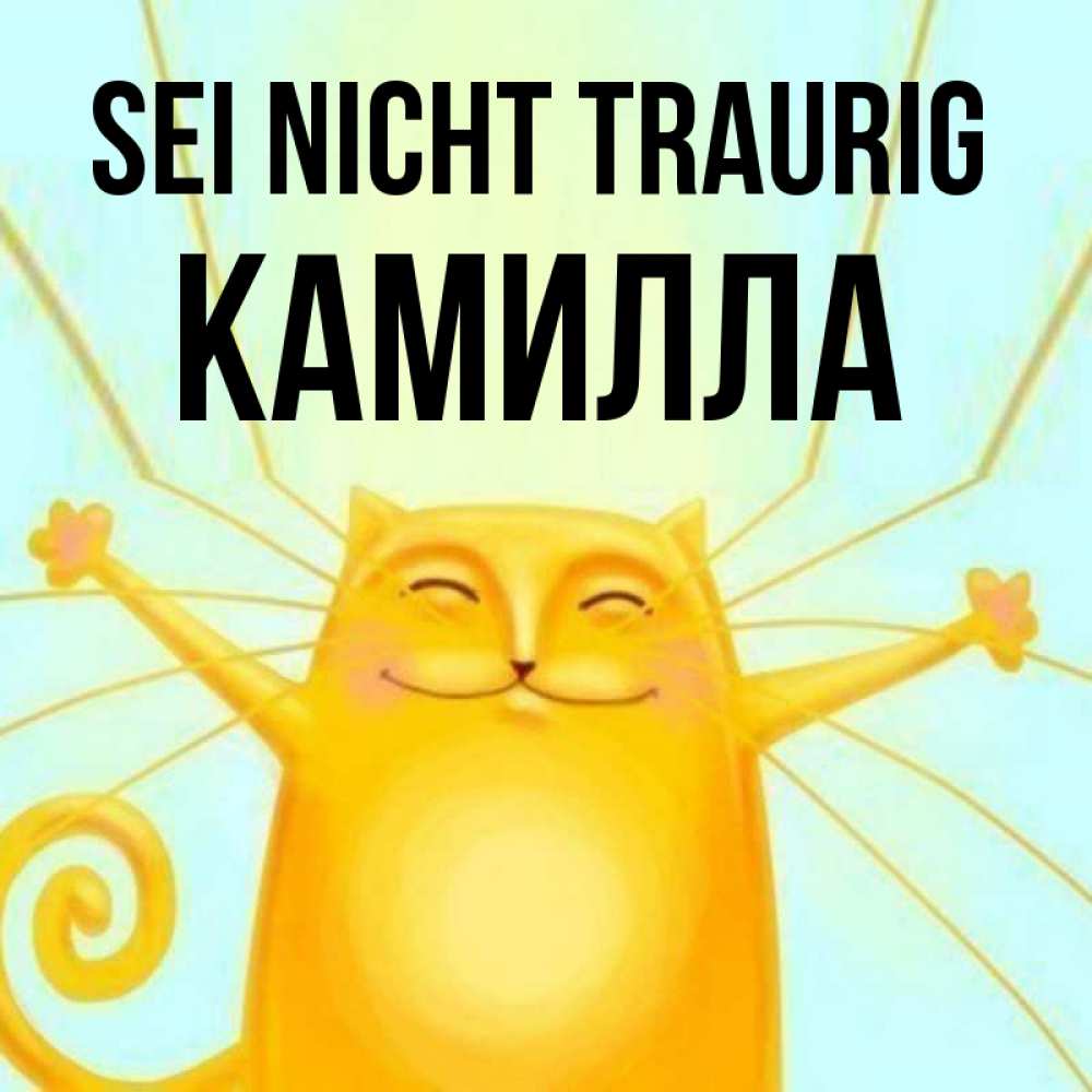 Открытка на каждый день с именем, Камилла Sei nicht traurig обнимашки усатые Прикольная открытка с пожеланием онлайн скачать бесплатно 