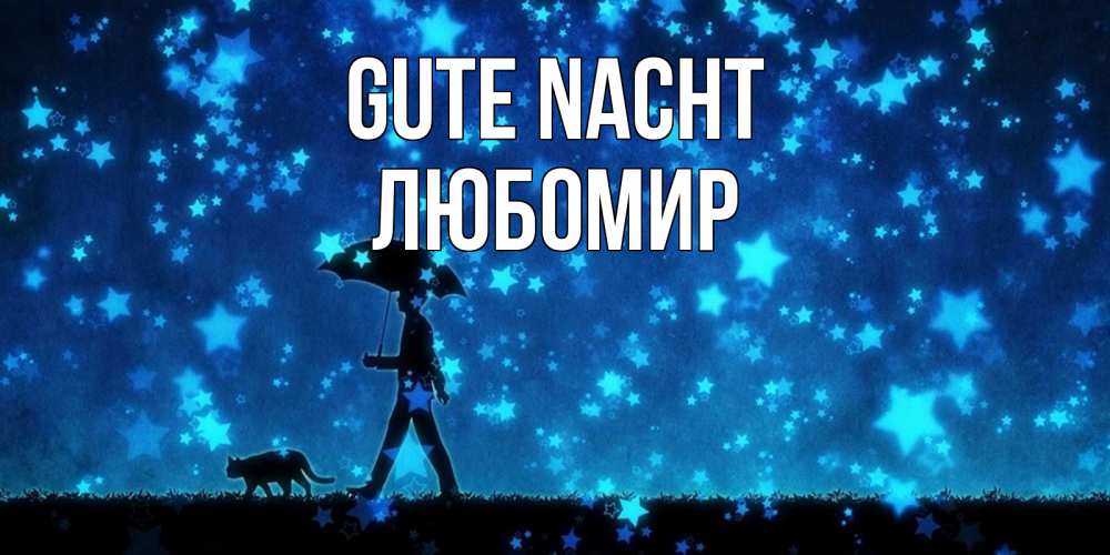 Открытка на каждый день с именем, Любомир Gute Nacht ночные прогулки с котом под звездами Прикольная открытка с пожеланием онлайн скачать бесплатно 