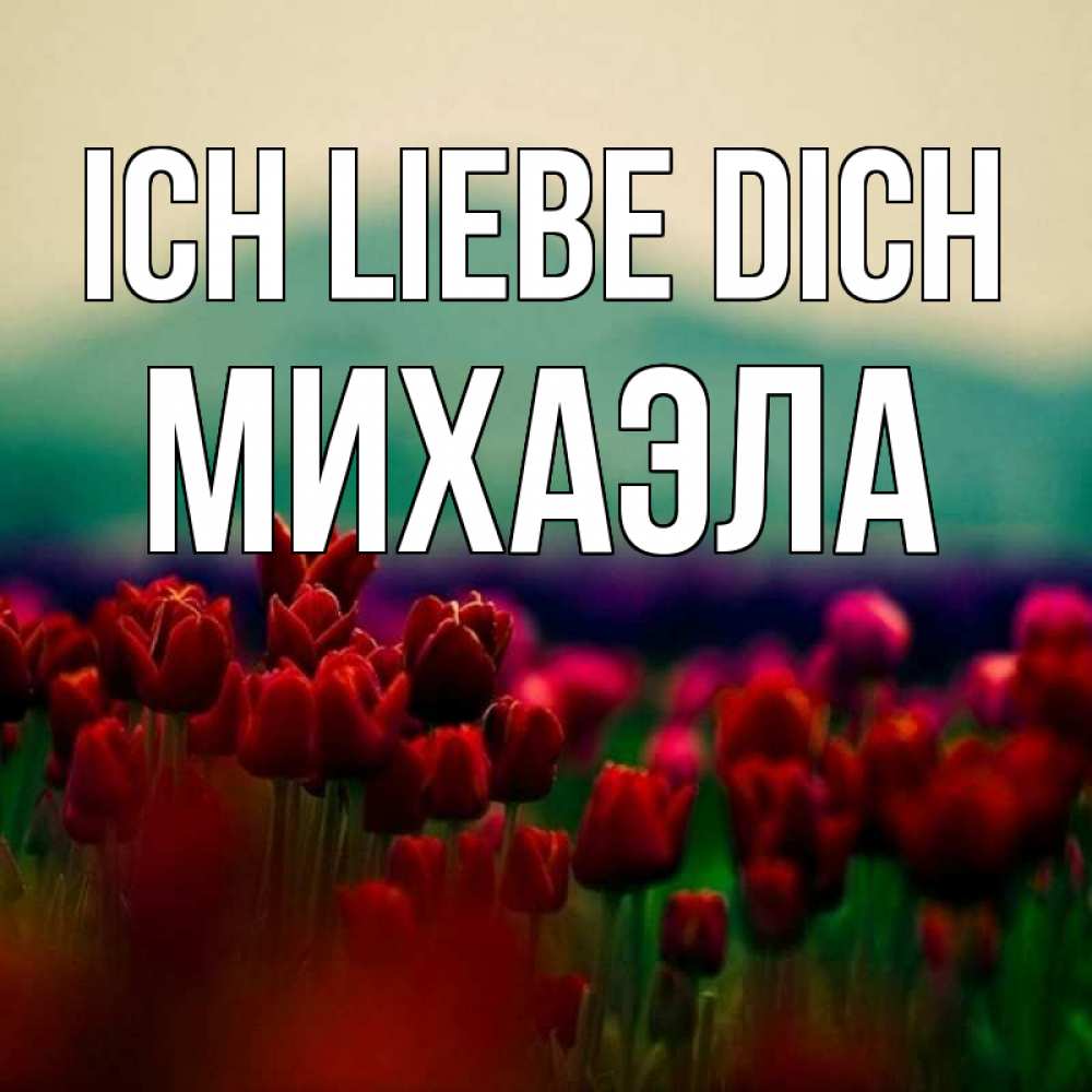 Открытка на каждый день с именем, Михаэла Ich liebe dich тюльпаны 4 Прикольная открытка с пожеланием онлайн скачать бесплатно 