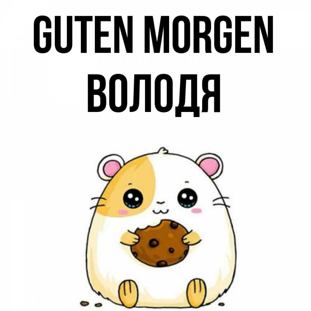 Открытка на каждый день с именем, Володя Guten Morgen есть печеньку. Утречко Прикольная открытка с пожеланием онлайн скачать бесплатно 