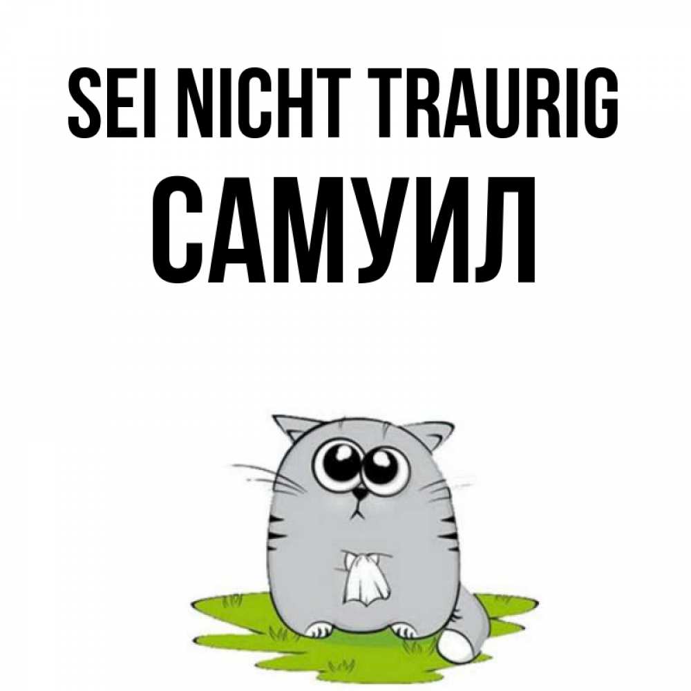 Открытка на каждый день с именем, Самуил Sei nicht traurig грустный котяра Прикольная открытка с пожеланием онлайн скачать бесплатно 