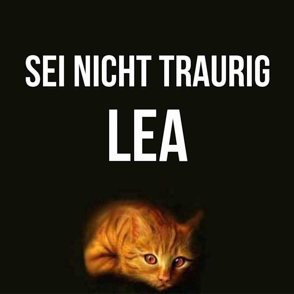 Открытка на каждый день с именем, Lea Sei nicht traurig лежащий кот в темноте Прикольная открытка с пожеланием онлайн скачать бесплатно 