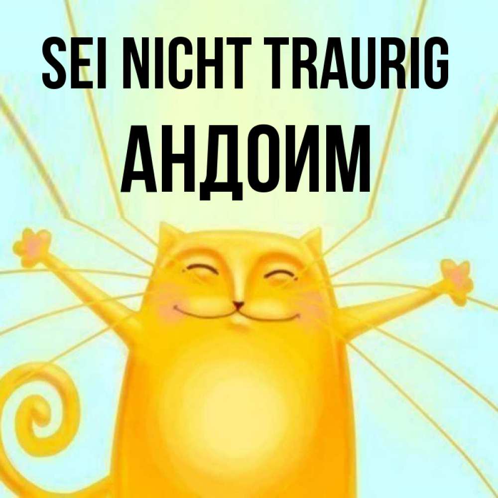 Открытка на каждый день с именем, Андоим Sei nicht traurig обнимашки усатые Прикольная открытка с пожеланием онлайн скачать бесплатно 