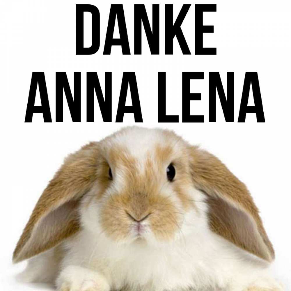 Открытка на каждый день с именем, Anna-Lena Danke коричнево белый заяц Прикольная открытка с пожеланием онлайн скачать бесплатно 