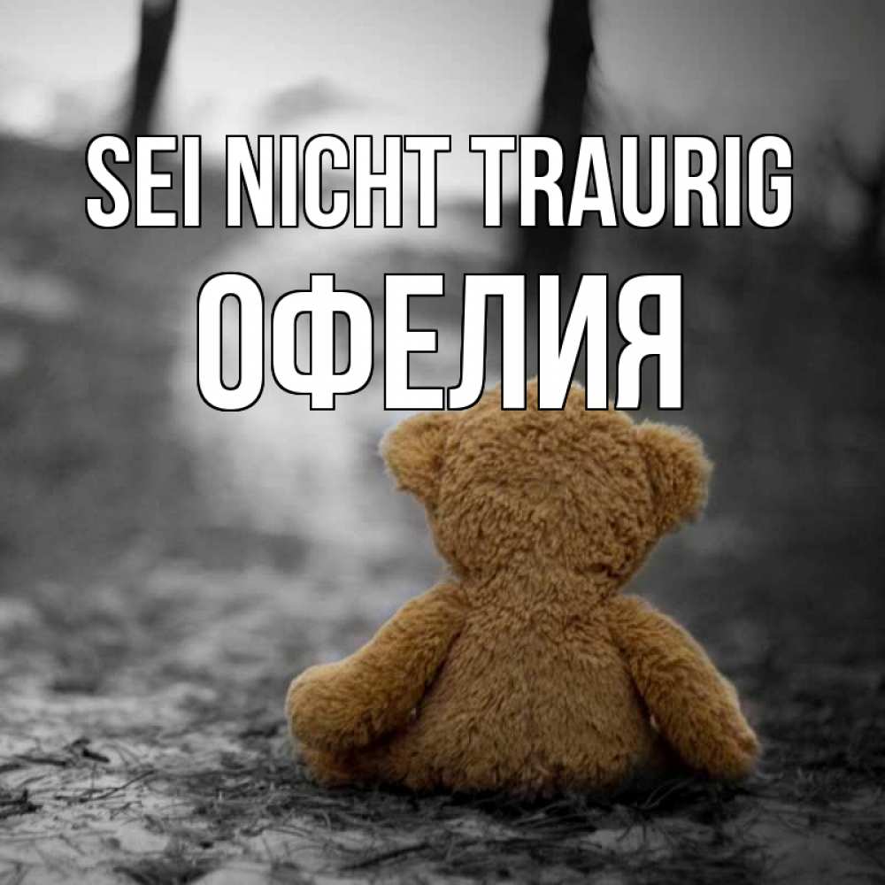 Открытка на каждый день с именем, Офелия Sei nicht traurig медведь со спин Прикольная открытка с пожеланием онлайн скачать бесплатно 