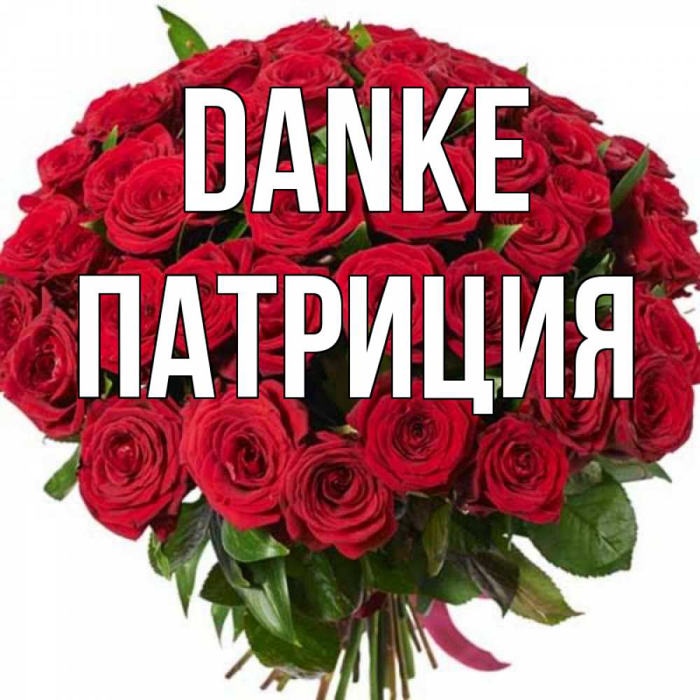 Открытка на каждый день с именем, Патриция Danke букет красных роз Прикольная открытка с пожеланием онлайн скачать бесплатно 
