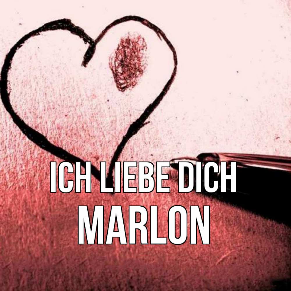 Открытка на каждый день с именем, Marlon Ich liebe dich черное сердце Прикольная открытка с пожеланием онлайн скачать бесплатно 