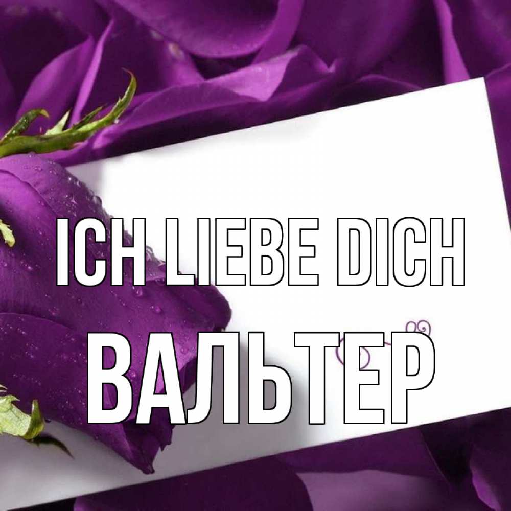 Открытка на каждый день с именем, Вальтер Ich liebe dich роза Прикольная открытка с пожеланием онлайн скачать бесплатно 