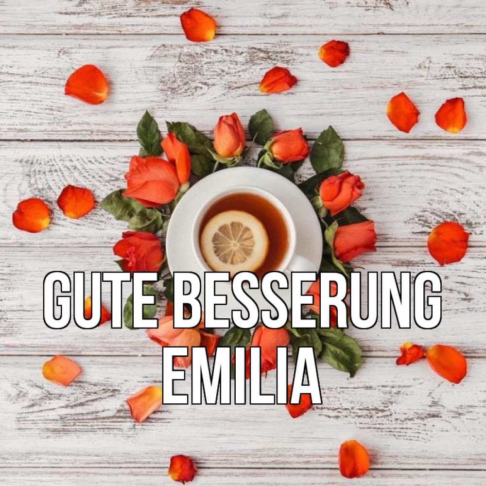Открытка на каждый день с именем, Emilia Gute Besserung фон из досок Прикольная открытка с пожеланием онлайн скачать бесплатно 