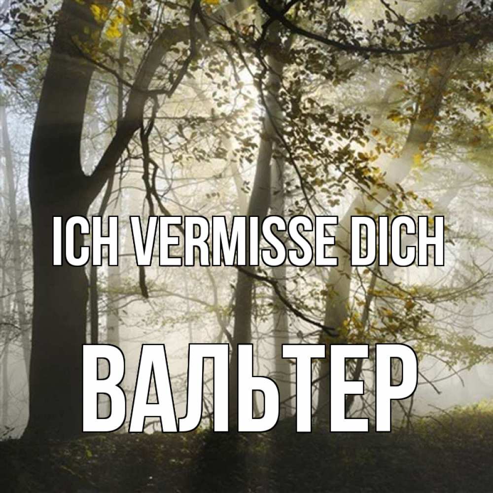 Открытка на каждый день с именем, Вальтер Ich vermisse dich грустно Прикольная открытка с пожеланием онлайн скачать бесплатно 