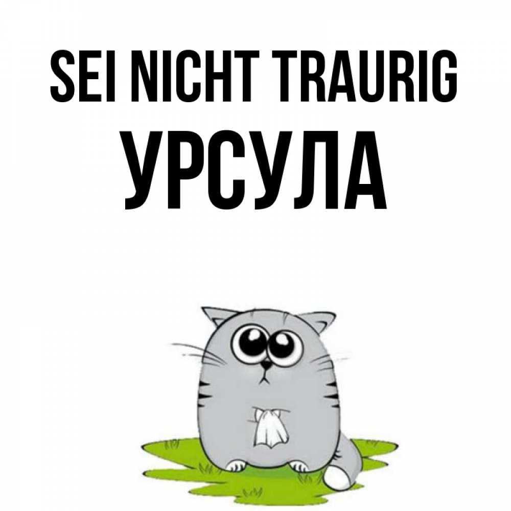Открытка на каждый день с именем, Урсула Sei nicht traurig грустный котяра Прикольная открытка с пожеланием онлайн скачать бесплатно 