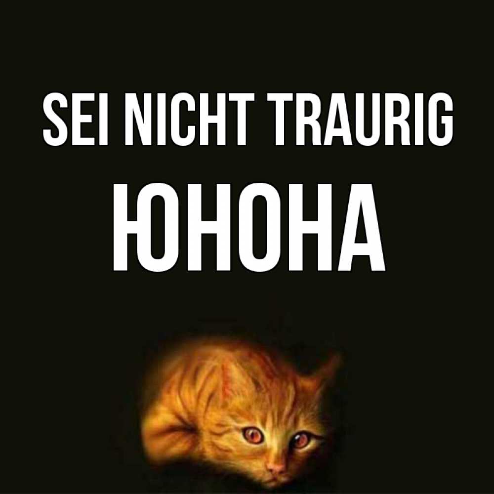 Открытка на каждый день с именем, Юнона Sei nicht traurig лежащий кот в темноте Прикольная открытка с пожеланием онлайн скачать бесплатно 