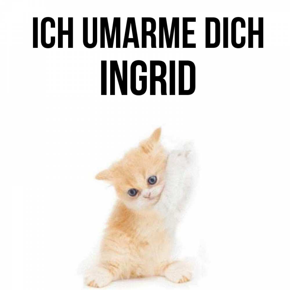 Открытка на каждый день с именем, Ingrid Ich umarme dich я хочу очень скорее обнимаешек Прикольная открытка с пожеланием онлайн скачать бесплатно 