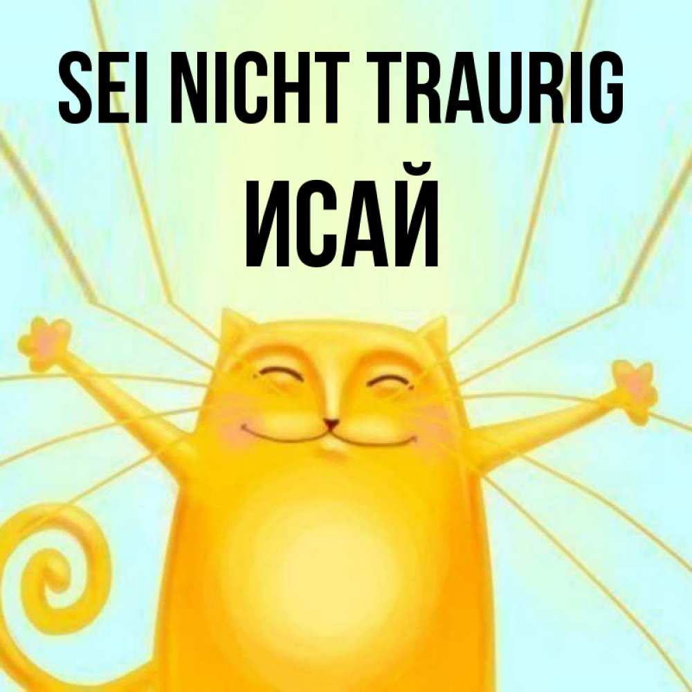 Открытка на каждый день с именем, Исай Sei nicht traurig обнимашки усатые Прикольная открытка с пожеланием онлайн скачать бесплатно 