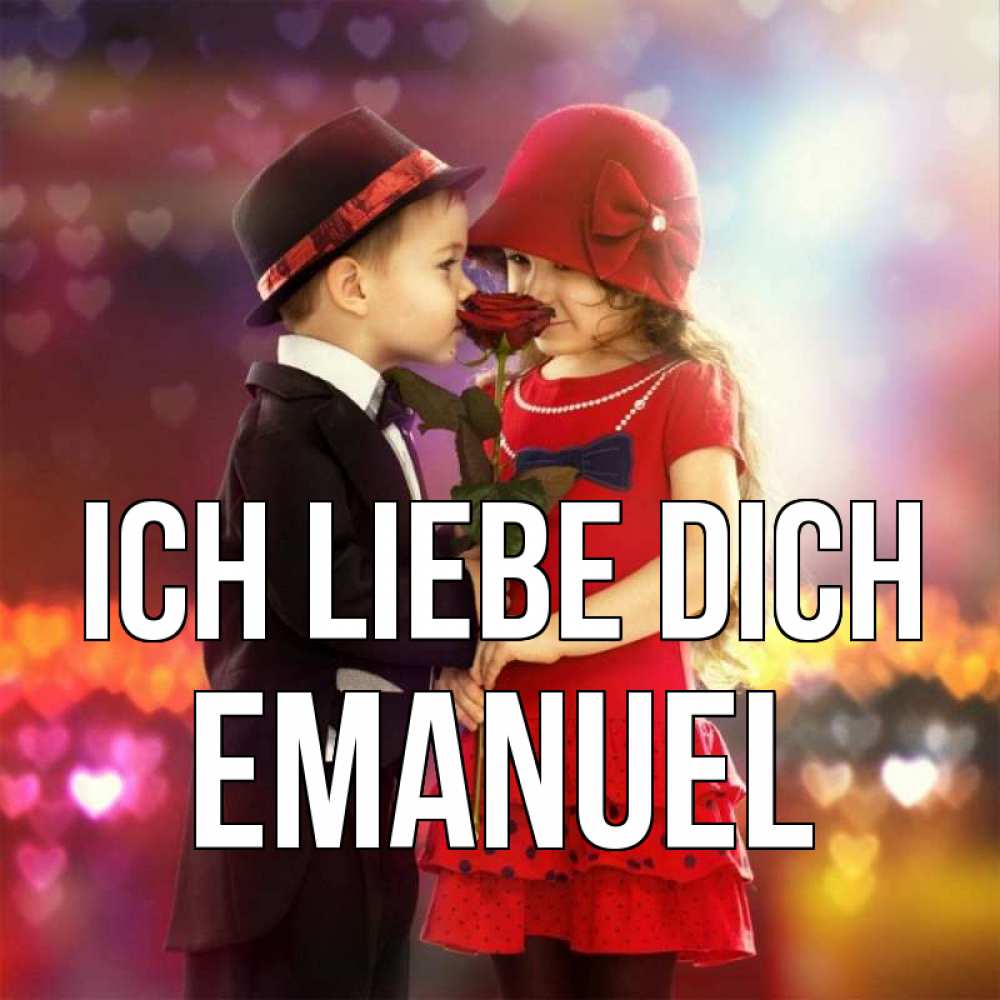 Открытка на каждый день с именем, Emanuel Ich liebe dich черное и красное и роза Прикольная открытка с пожеланием онлайн скачать бесплатно 
