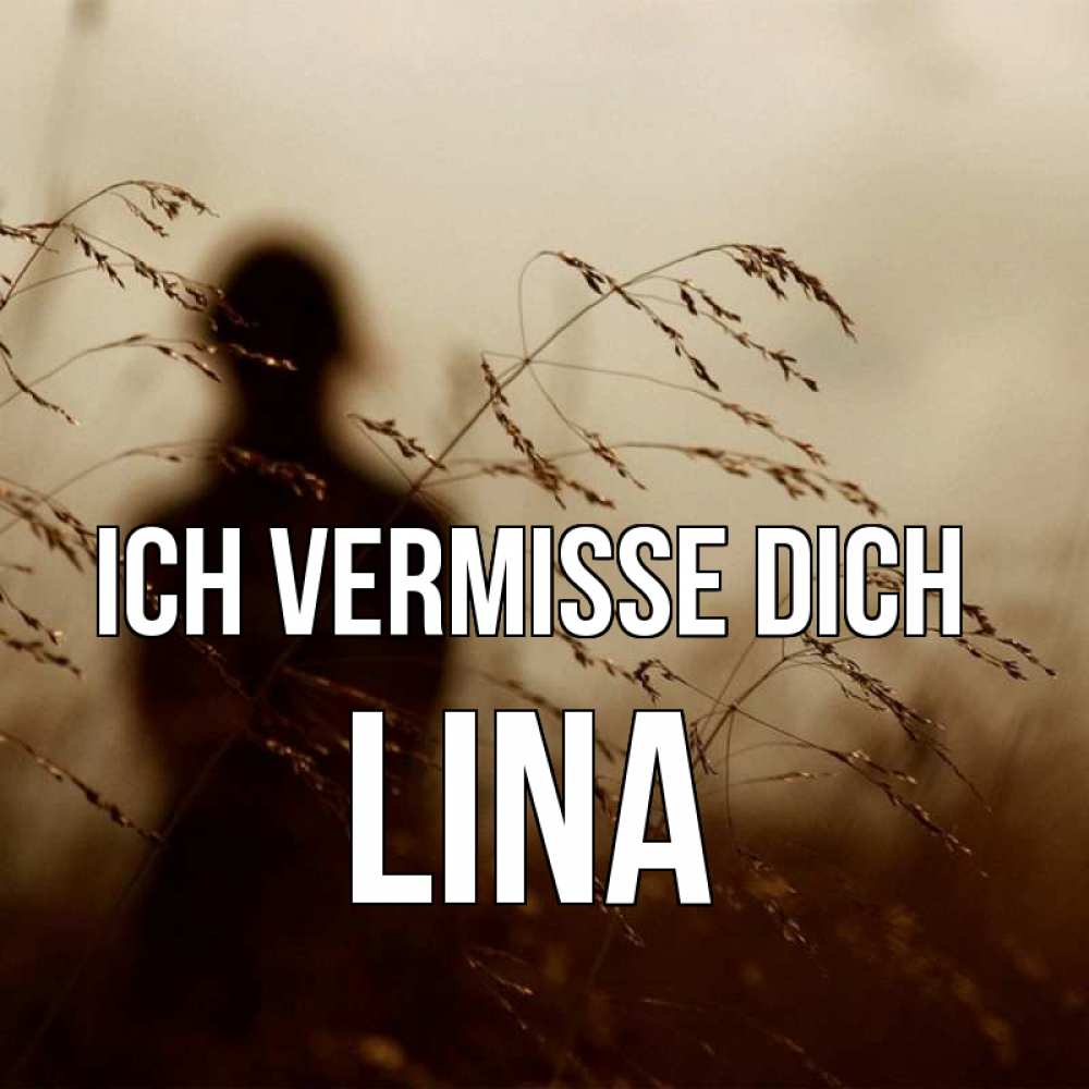 Открытка на каждый день с именем, Lina Ich vermisse dich силуэт девушки Прикольная открытка с пожеланием онлайн скачать бесплатно 
