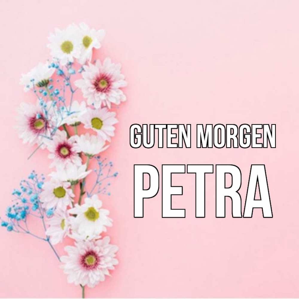 Открытка на каждый день с именем, Petra Guten Morgen цветы с подписью Прикольная открытка с пожеланием онлайн скачать бесплатно 