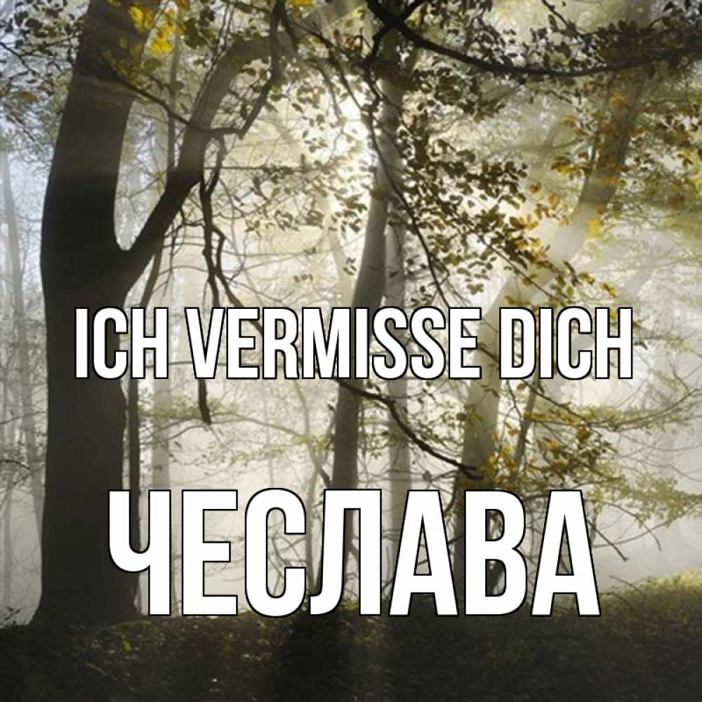Открытка на каждый день с именем, Чеслава Ich vermisse dich грустно Прикольная открытка с пожеланием онлайн скачать бесплатно 