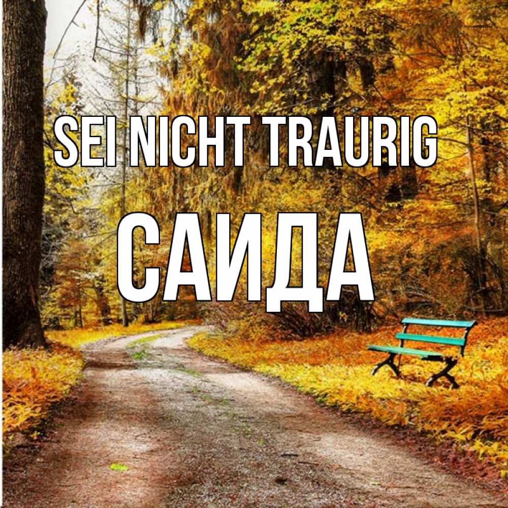 Открытка на каждый день с именем, Саида Sei nicht traurig зеленая лавочка Прикольная открытка с пожеланием онлайн скачать бесплатно 