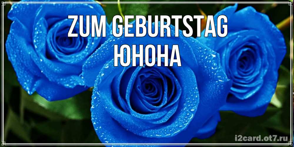 Открытка на каждый день с именем, Юнона Zum Geburtstag розы с синим цветом Прикольная открытка с пожеланием онлайн скачать бесплатно 
