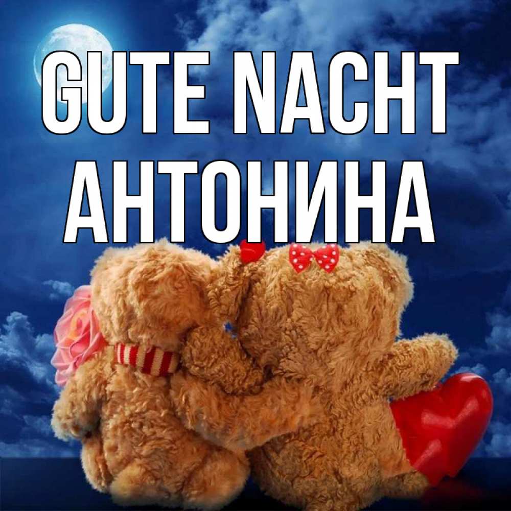 Открытка на каждый день с именем, Антонина Gute Nacht плюшевые Прикольная открытка с пожеланием онлайн скачать бесплатно 