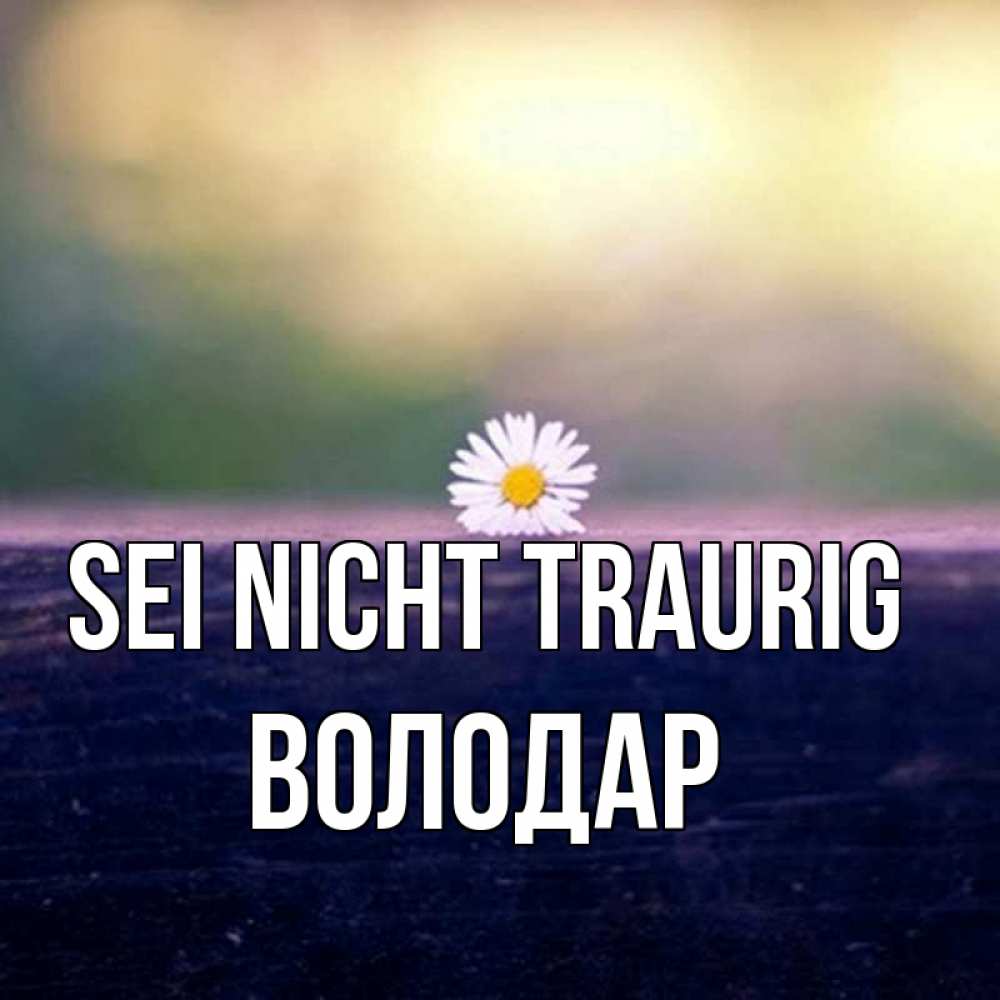 Открытка на каждый день с именем, Володар Sei nicht traurig красота Прикольная открытка с пожеланием онлайн скачать бесплатно 