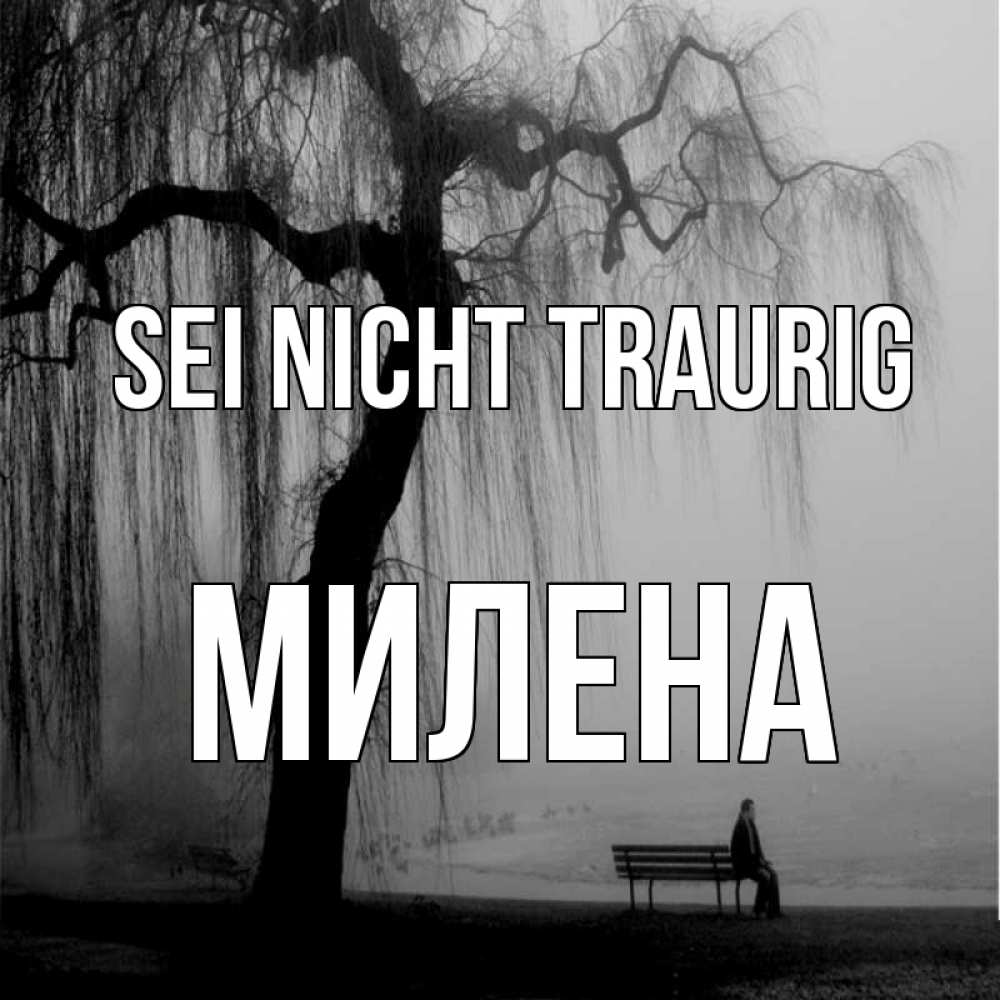 Открытка на каждый день с именем, Милена Sei nicht traurig висящие ветки дерева и лавочка под деревом Прикольная открытка с пожеланием онлайн скачать бесплатно 