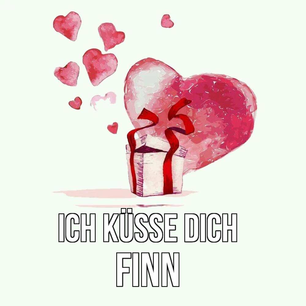Открытка на каждый день с именем, Finn Ich küsse dich признание в любви для парня или девушки Прикольная открытка с пожеланием онлайн скачать бесплатно 