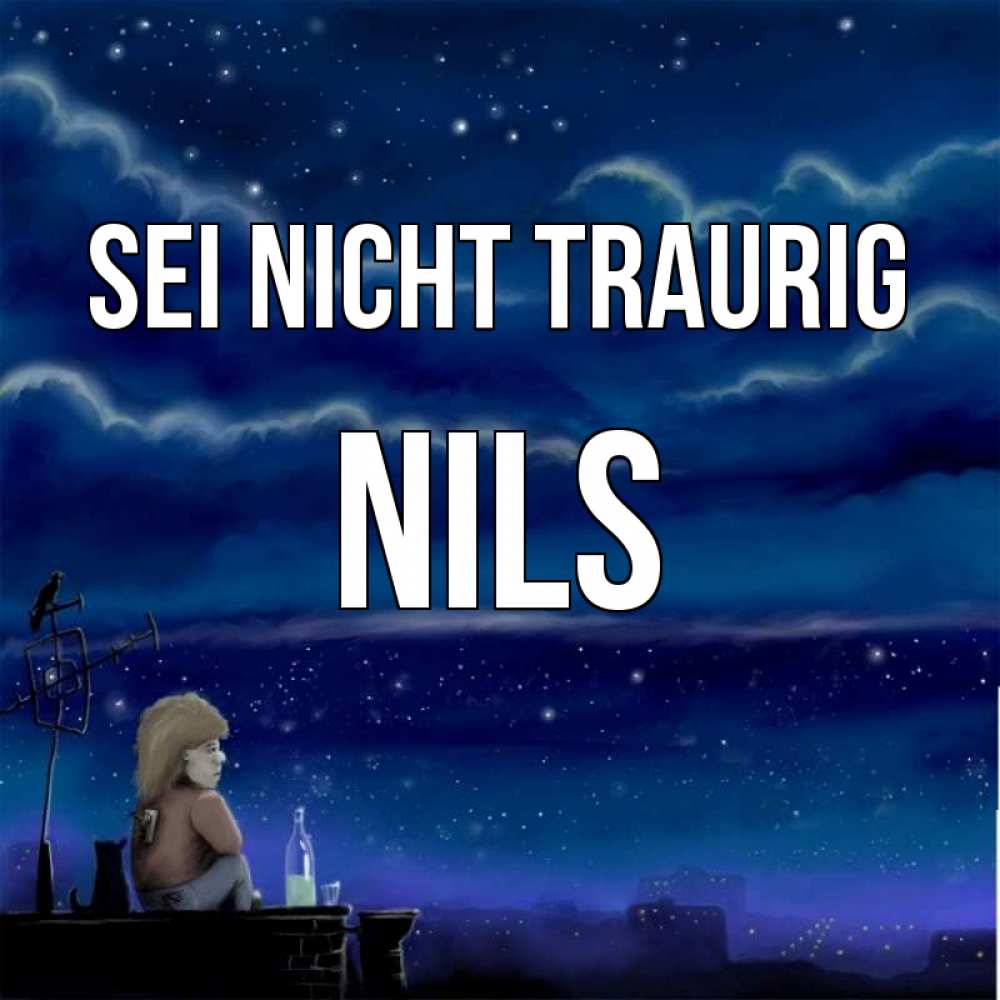 Открытка на каждый день с именем, Nils Sei nicht traurig город с крыши Прикольная открытка с пожеланием онлайн скачать бесплатно 