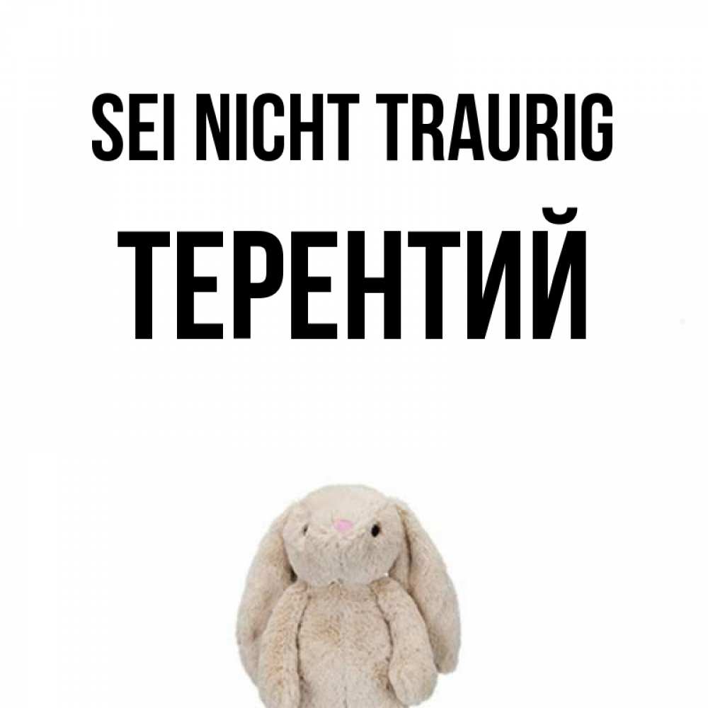 Открытка на каждый день с именем, Терентий Sei nicht traurig детская игрушка зайчика Прикольная открытка с пожеланием онлайн скачать бесплатно 