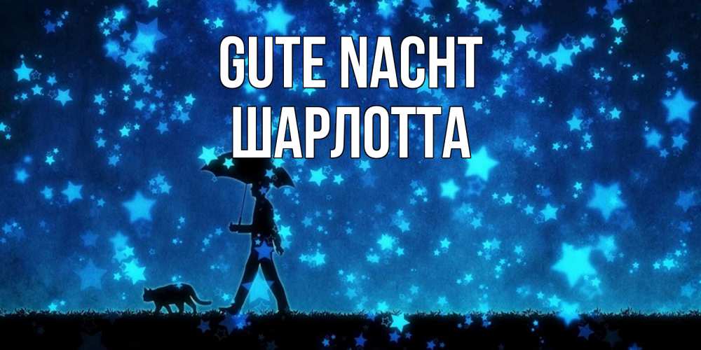 Открытка на каждый день с именем, Шарлотта Gute Nacht ночные прогулки с котом под звездами Прикольная открытка с пожеланием онлайн скачать бесплатно 