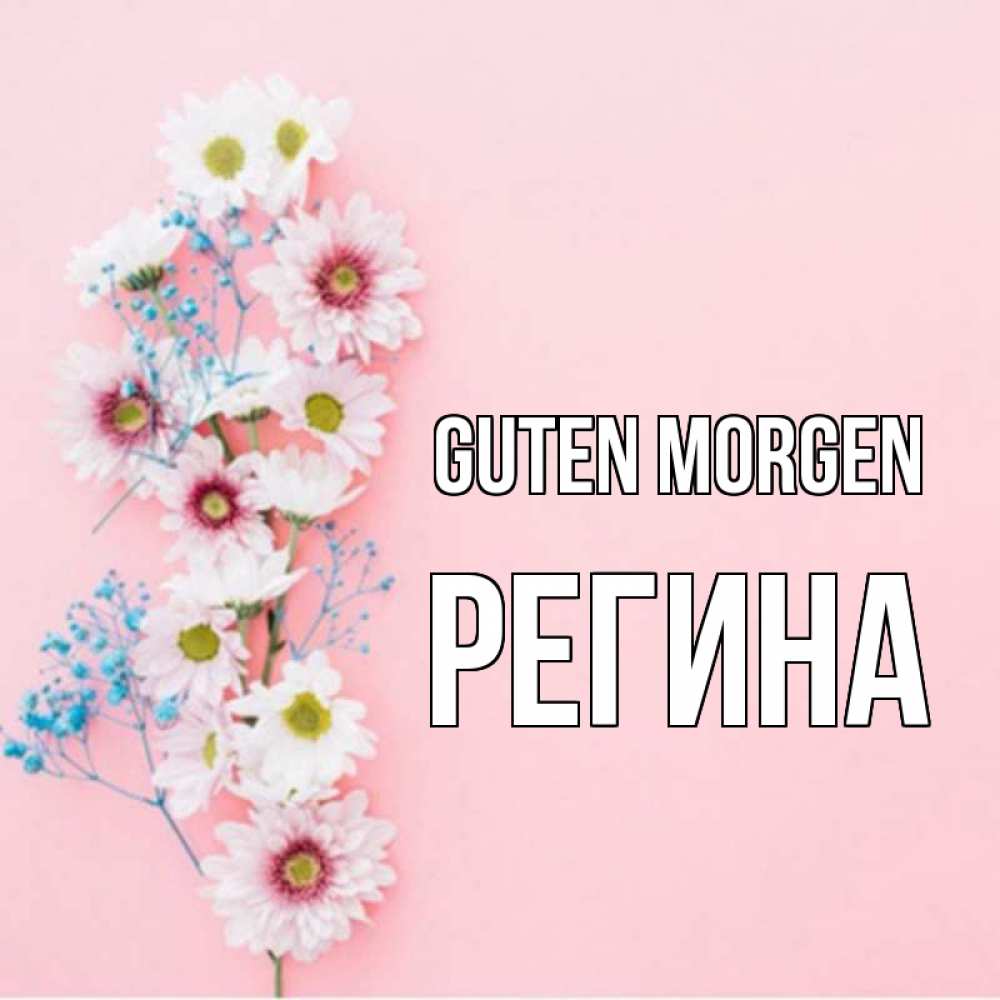 Открытка на каждый день с именем, Регина Guten Morgen цветы с подписью Прикольная открытка с пожеланием онлайн скачать бесплатно 