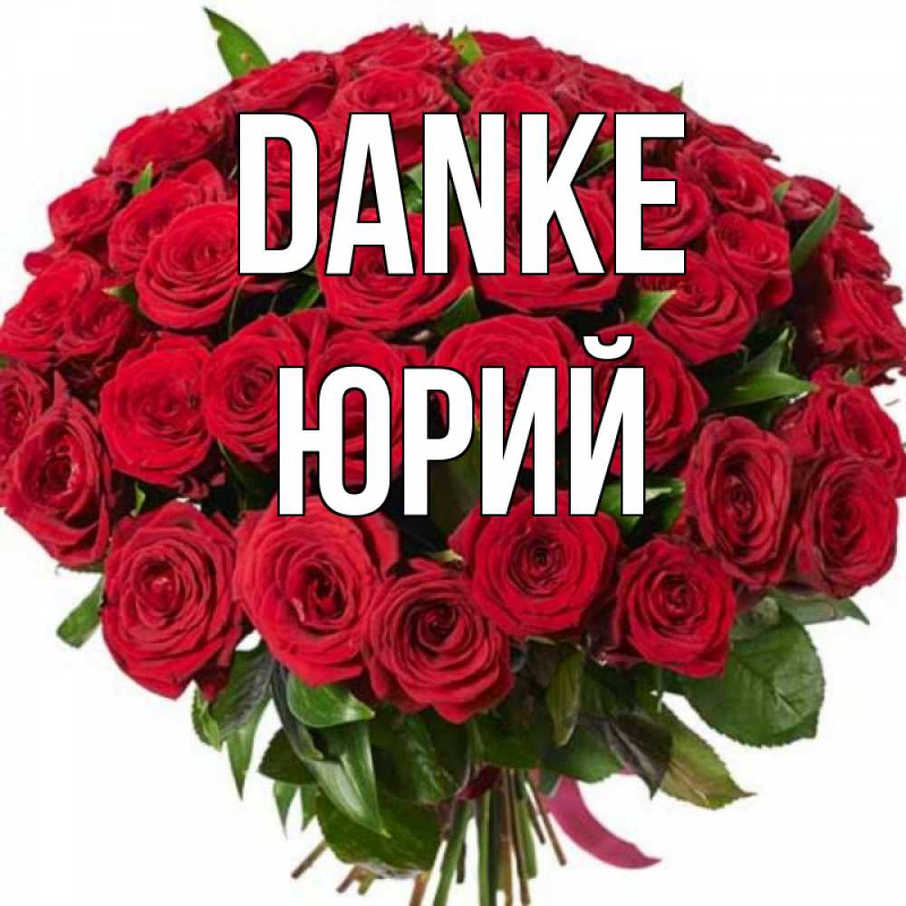 Открытка на каждый день с именем, Юрий Danke букет красных роз Прикольная открытка с пожеланием онлайн скачать бесплатно 