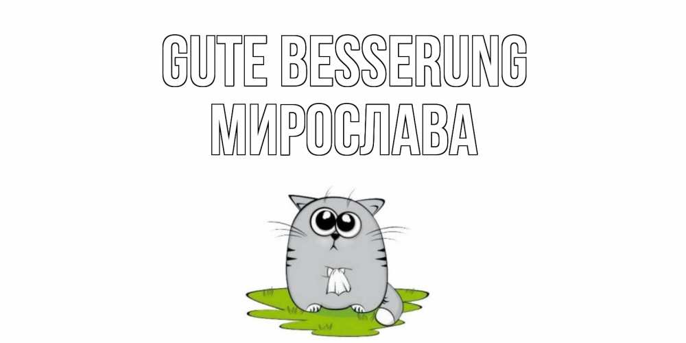 Открытка на каждый день с именем, Мирослава Gute Besserung кот и открытки про выздоровление Прикольная открытка с пожеланием онлайн скачать бесплатно 