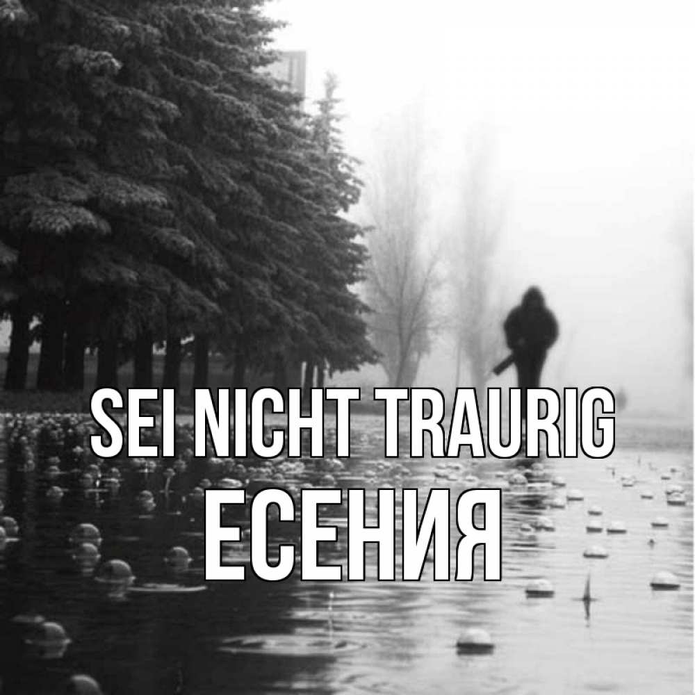 Открытка на каждый день с именем, Есения Sei nicht traurig улица под дождем Прикольная открытка с пожеланием онлайн скачать бесплатно 
